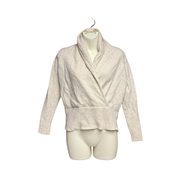 Ann Taylor 100% cashmere size medium Cream Shawl Collar Sweater - Picture 1 of 7
